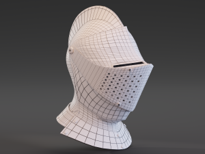 medieval knight armet helmet with visor Model 3D