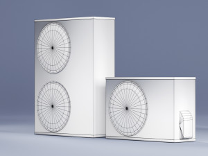 sample model of split air conditioner outdoor box low poly 3Dモデル