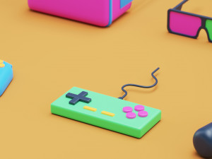 games equipment simple 3d style 3D Model