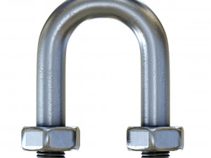 set of different stainless steel shackles low-poly Model 3D