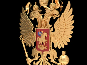coat of arms of russia with golden eagle 3D Model
