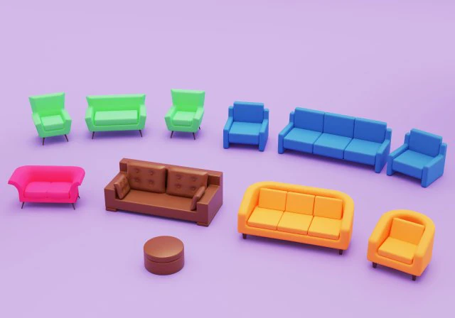 home sofa furniture cartoon simple style 3D Model .c4d .max .obj .3ds .fbx .stl .blend 