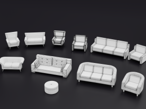 home sofa furniture cartoon simple style Modello 3D