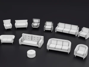 home sofa furniture cartoon simple style 3D Model