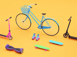 urban personal vehicle transport cartoon simple style Modelo 3D