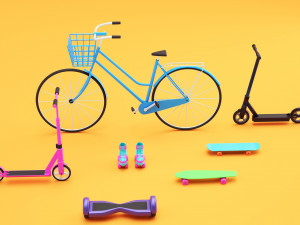 urban personal vehicle transport cartoon simple style Model 3D