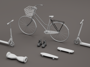 urban personal vehicle transport cartoon simple style Model 3D