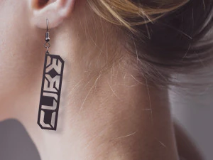 立方体赛博朋克耳环吊坠珠宝设计 3D 打印模型