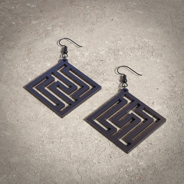 earrings pendant with geometric shapes ornament for 3d print 3D 打印模型 .c4d .max .obj .3ds .fbx .stl .blend 