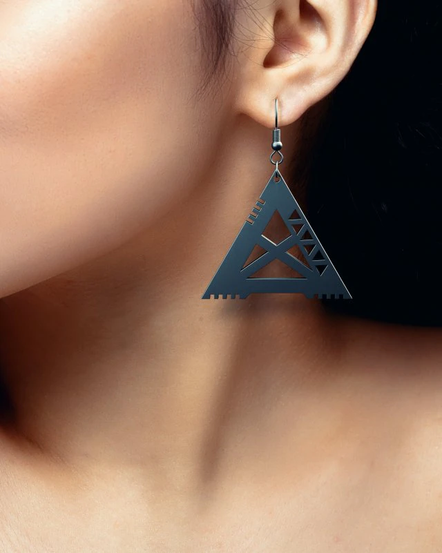 triangle cyberpunk earrings pendant jewelry design 3D Print Model .c4d .max .obj .3ds .fbx .stl .blend 