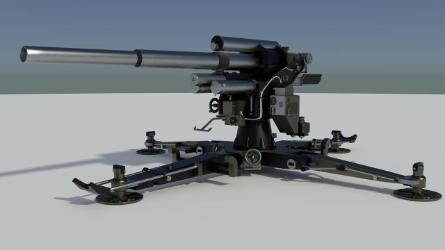 canion flak 18 88mm 3D Модель .c4d .max .obj .3ds .fbx .stl .blend 