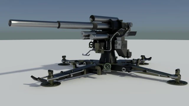 canion flak 18 88mm 3D Model .c4d .max .obj .3ds .fbx .stl .blend