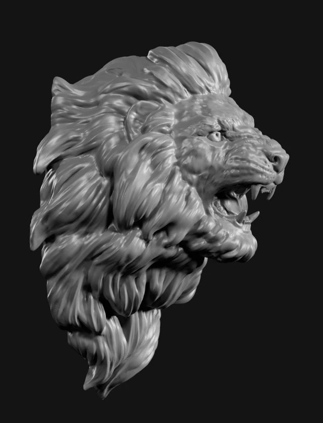 lion head face 3D Model .c4d .max .obj .3ds .fbx .stl .blend 
