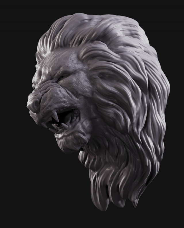 lion head 2 3D Print Model .c4d .max .obj .3ds .fbx .lwo .lw .lws