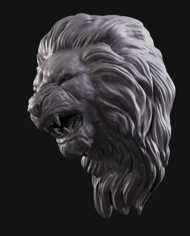 lion head 2 3D Print Model .c4d .max .obj .3ds .fbx .stl .blend 