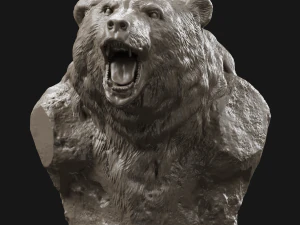 bear grin bust 3d print model 3D Print Model