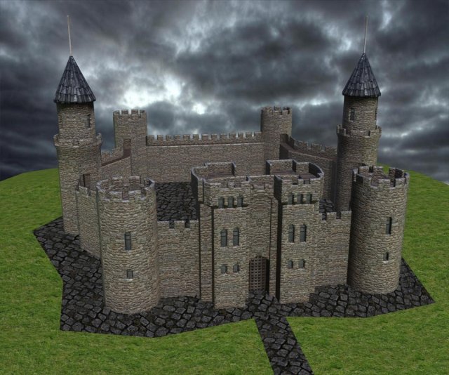 medieval castle 3D Model .c4d .max .obj .3ds .fbx .stl .blend 