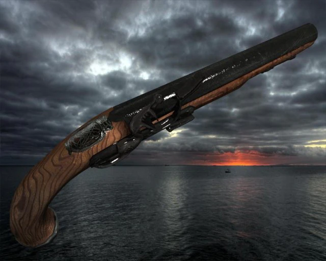 pirate pistol 3D Model .c4d .max .obj .3ds .fbx .stl .blend 