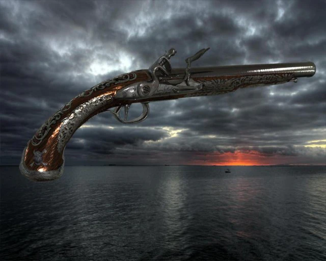 flintlock pirate pistol 3D Model .c4d .max .obj .3ds .fbx .stl .blend 