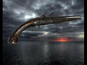 pistola pirata de pederneira Modelo 3D