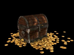 medieval treasure chest with animation 3D Model