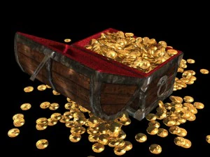 medieval treasure chest with animation 3D Model