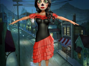 cartoon girl-day of the dead Model 3D