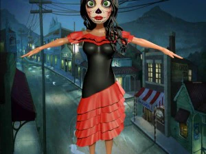 卡通女孩亡灵节 3D 模型