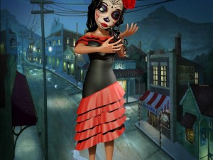 cartoon girl-day of the dead Modelo 3D
