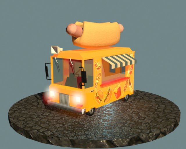 hot dog car 3D Model .c4d .max .obj .3ds .fbx .stl .blend 