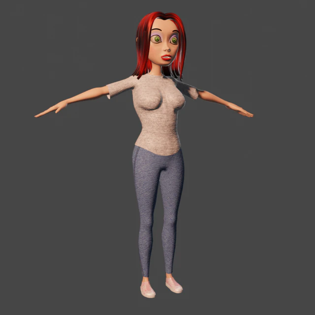 cartoon girl 3D Model .c4d .max .obj .3ds .fbx .stl .blend 