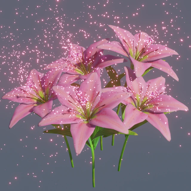 lily flower rigged animated 3D Model .c4d .max .obj .3ds .fbx .stl .blend