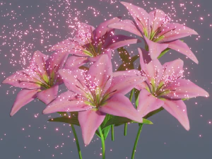 анимированный цветок лилии 3D Модель