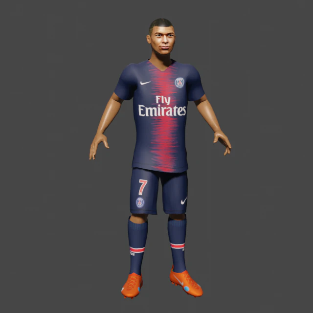 mbappe 3D Model .c4d .max .obj .3ds .fbx .stl .blend 
