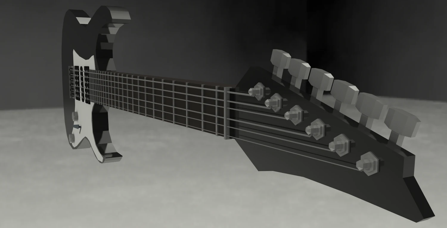 low poly electric guitar 3D Model .c4d .max .obj .3ds .fbx .stl .blend 