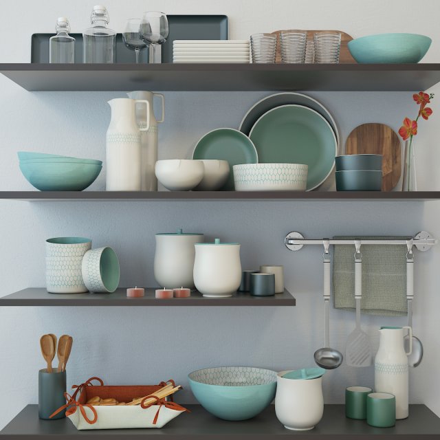 set for kitchen 2 3D मॉडल .c4d .max .obj .3ds .fbx .stl .blend 