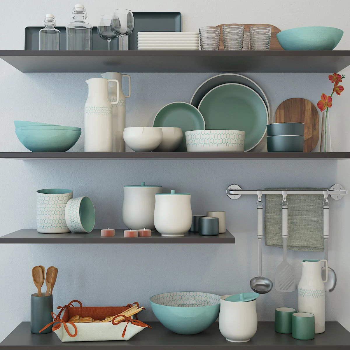 set for kitchen 2 3D Model .c4d .max .obj .3ds .fbx .stl .blend 