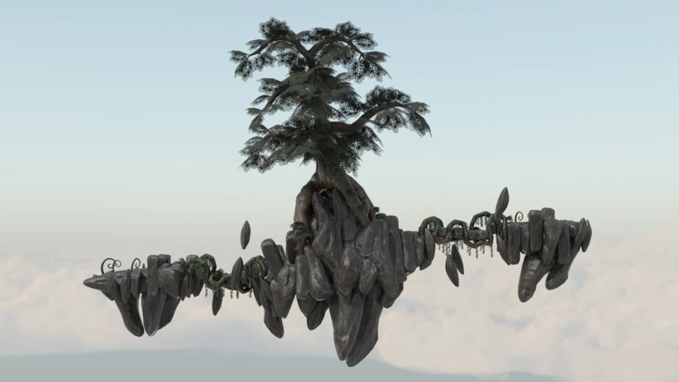floating island 02 3D Model .c4d .max .obj .3ds .fbx .stl .blend 