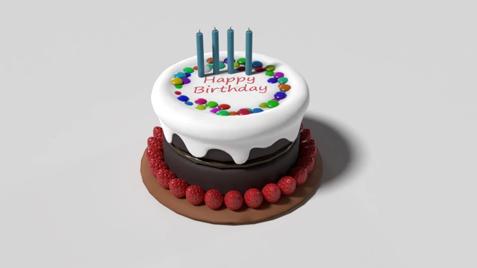 torta de cumplea&ntilde;os Modelo 3D .c4d .max .obj .3ds .fbx .stl .blend 