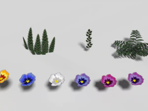 cartoon plants 02 3D Model