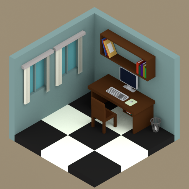 low-poly office 3D Model .c4d .max .obj .3ds .fbx .stl .blend 