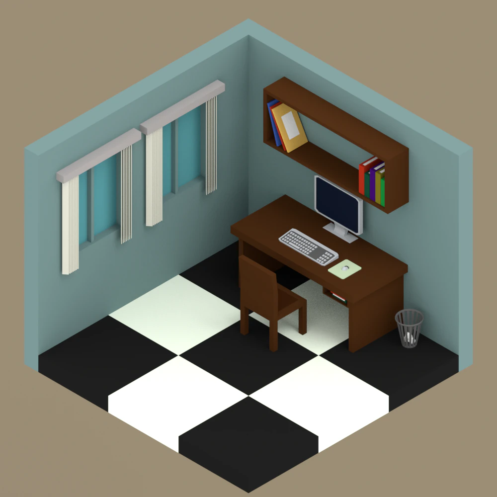 low-poly office 3D Model .c4d .max .obj .3ds .fbx .stl .blend 
