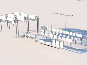 road pack modular kit - traffic signs and equipmen 3Dモデル