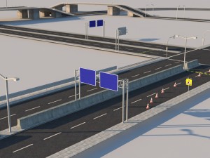 road pack modular kit - traffic signs and equipmen 3Dモデル
