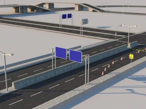 road pack modular kit - traffic signs and equipmen 3D Model