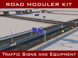 road pack modular kit - traffic signs and equipmen Modelo 3D