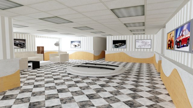 car showroom garage gallery Modelo 3D .c4d .max .obj .3ds .fbx .stl .blend 
