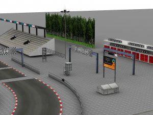 Rennstrecken-Modulbausatz 3D Modell