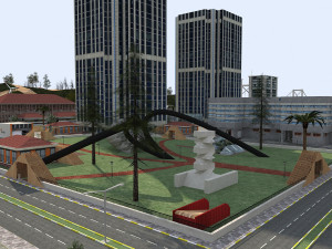 big city scene - low poly mega city roads building park area 3D Model
