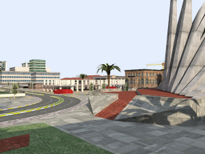 big city scene - low poly mega city roads building park area 3D Model